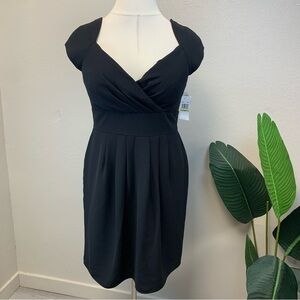 Maggy Boutique Black Cap-Sleeve Midi Dress Size 14P